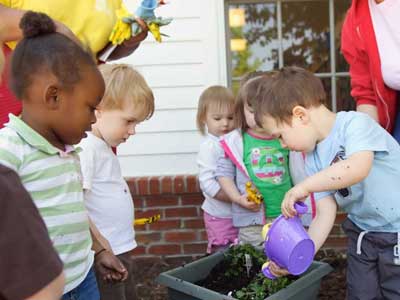 Child care classroom where kids are learning how to garden in Columbus OH